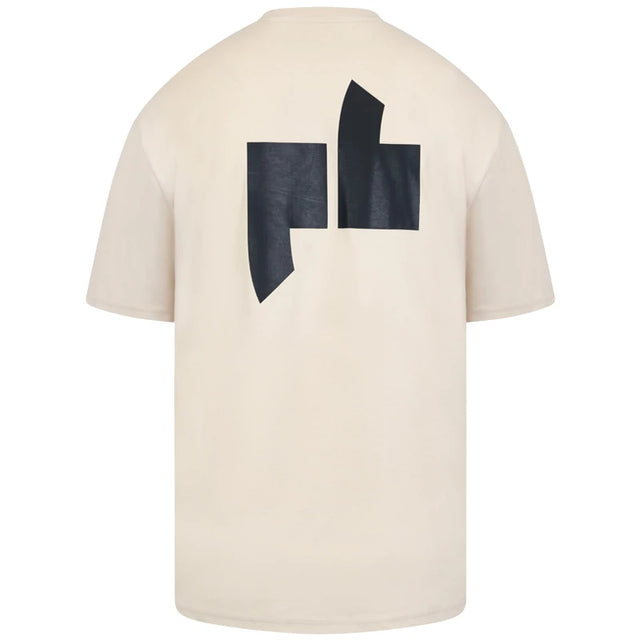 Electric Black beige t-shirt with the large Electric Black emblem on the back.