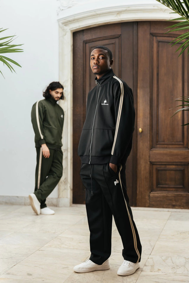 Electric Black tracksuits the Green and the Black